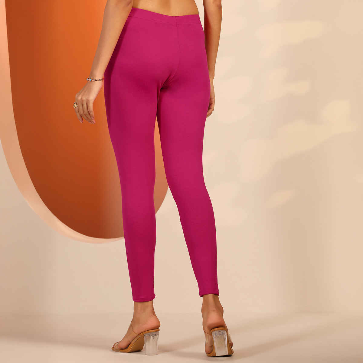 Libas Women's Solid Cotton Blend Legging | Pink - L