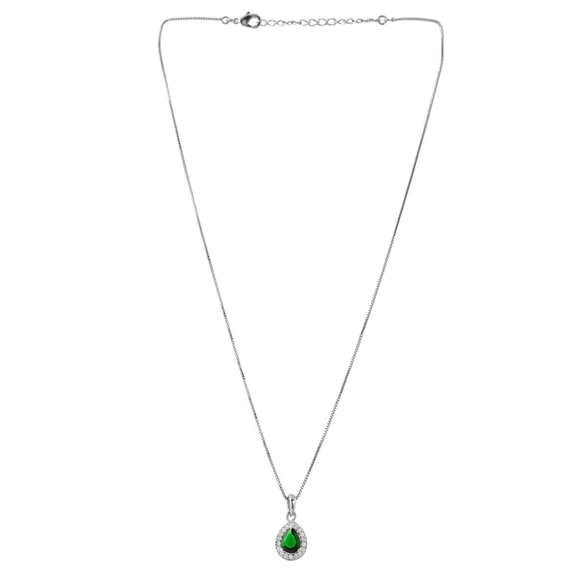 Voylla Sparkling Elegance Emerald Glow Pendant Set
