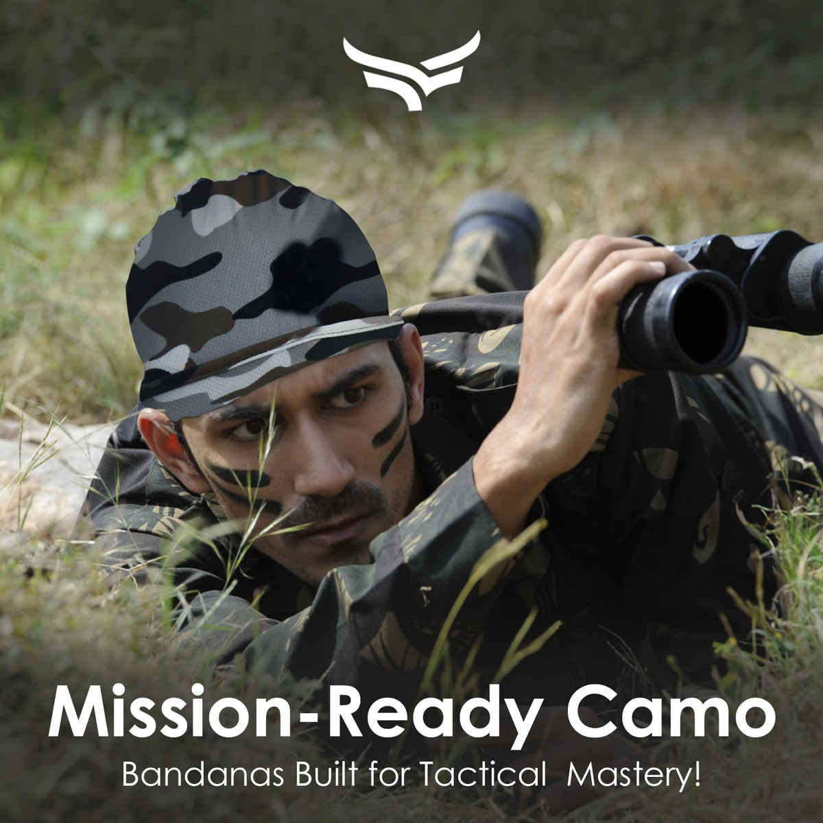 Xtrim Bamboo Bandana Face Mask for UV Protection, Comfort Fit, Breathable, Odour-Free | Camo Blue
