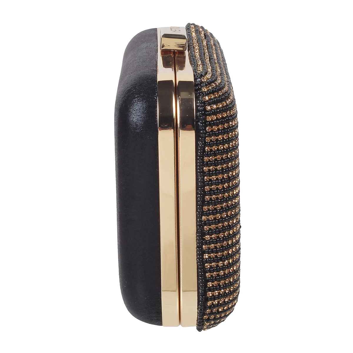 Metro Women's Embellished Faux Leather Clutch | Black - Free Size