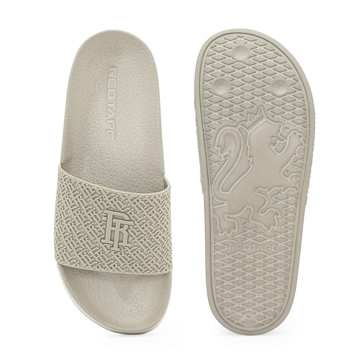 Red Tape Men's Sliders Flip-Flops | Lightweight Comfort | Flexible Support | Beige | Size 10