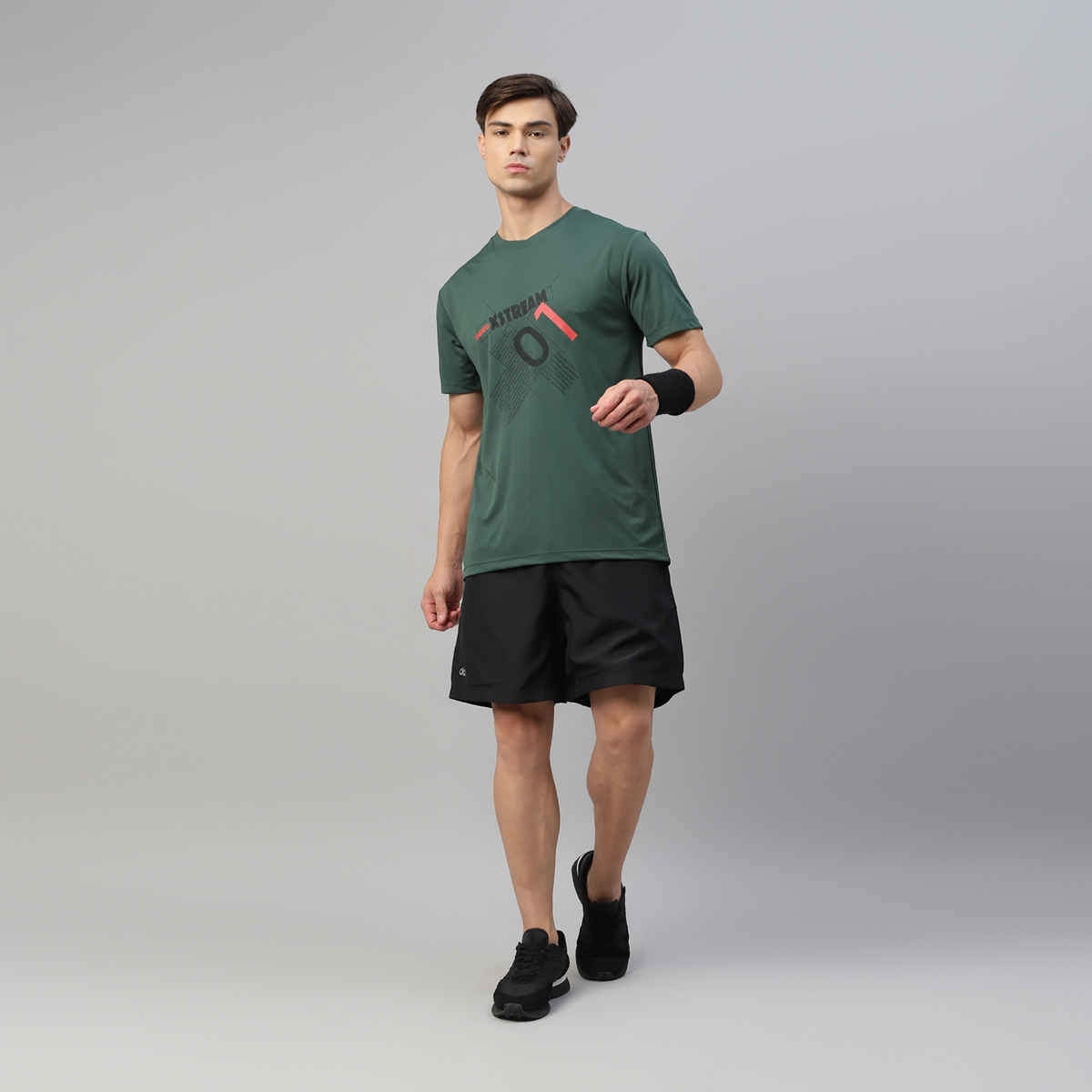 Dida Men's Dry Fit Sports T-Shirt | Comfortable and Stretchable | Trekking Green - S