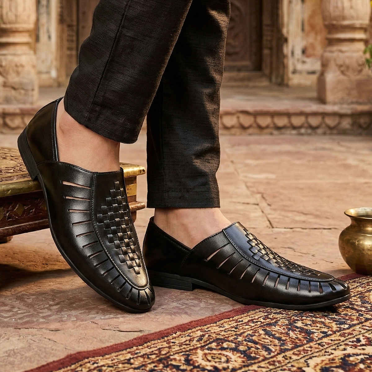 Action Mens Ethnic Sandals | LEOS-22 | Black | UK-9