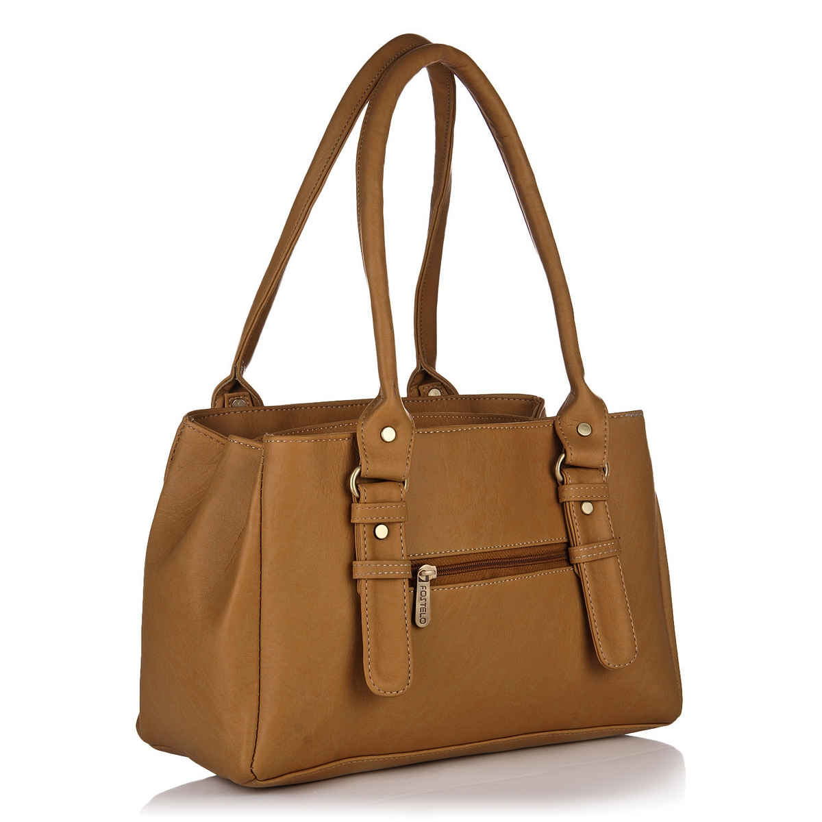 Fostelo Women's Vegan Leather Westside Handbags Shoulder Hobo Bag Ladies Purse | Tan | Large
