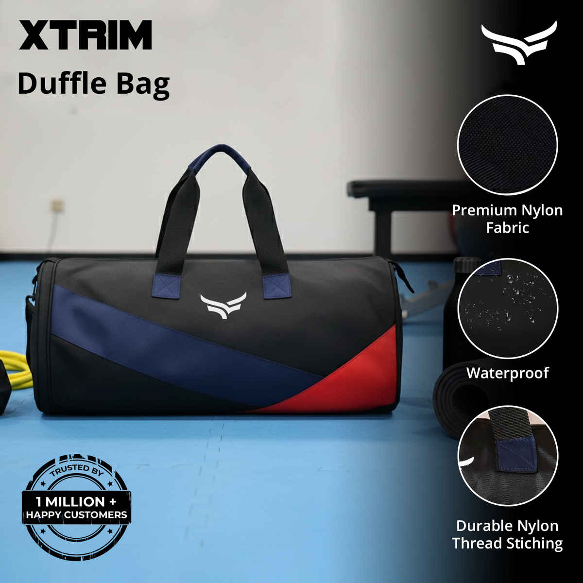Xtrim Odyssey Duffle Bag 35L with Shoe Compartment | Gym,Travel & Sports Bag | Multicolour