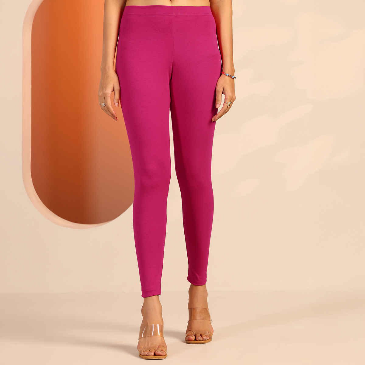 Libas Women's Solid Cotton Blend Legging | Pink - L