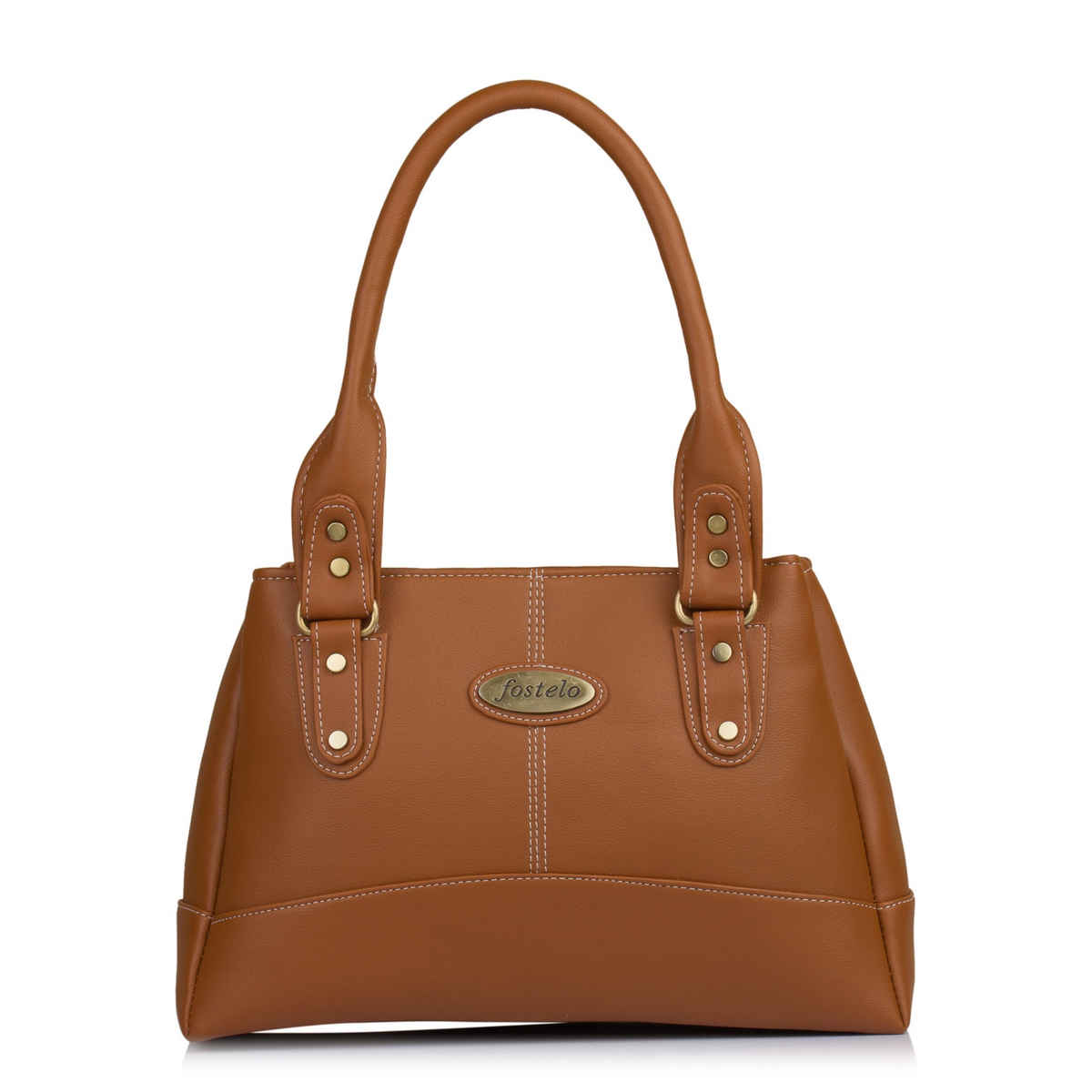 Fostelo Women's Vegan Leather Catlin Handbags Shoulder Hobo Bag Ladies Purse | Tan | Large