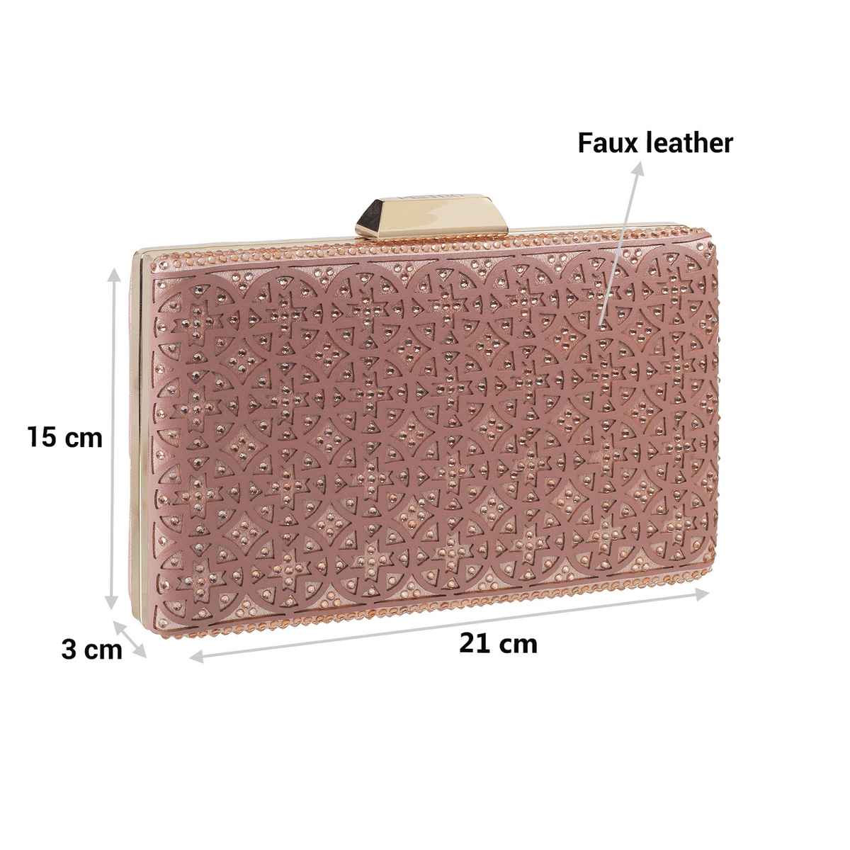 Metro Women's Embellished Faux Leather Clutch | Rose Gold