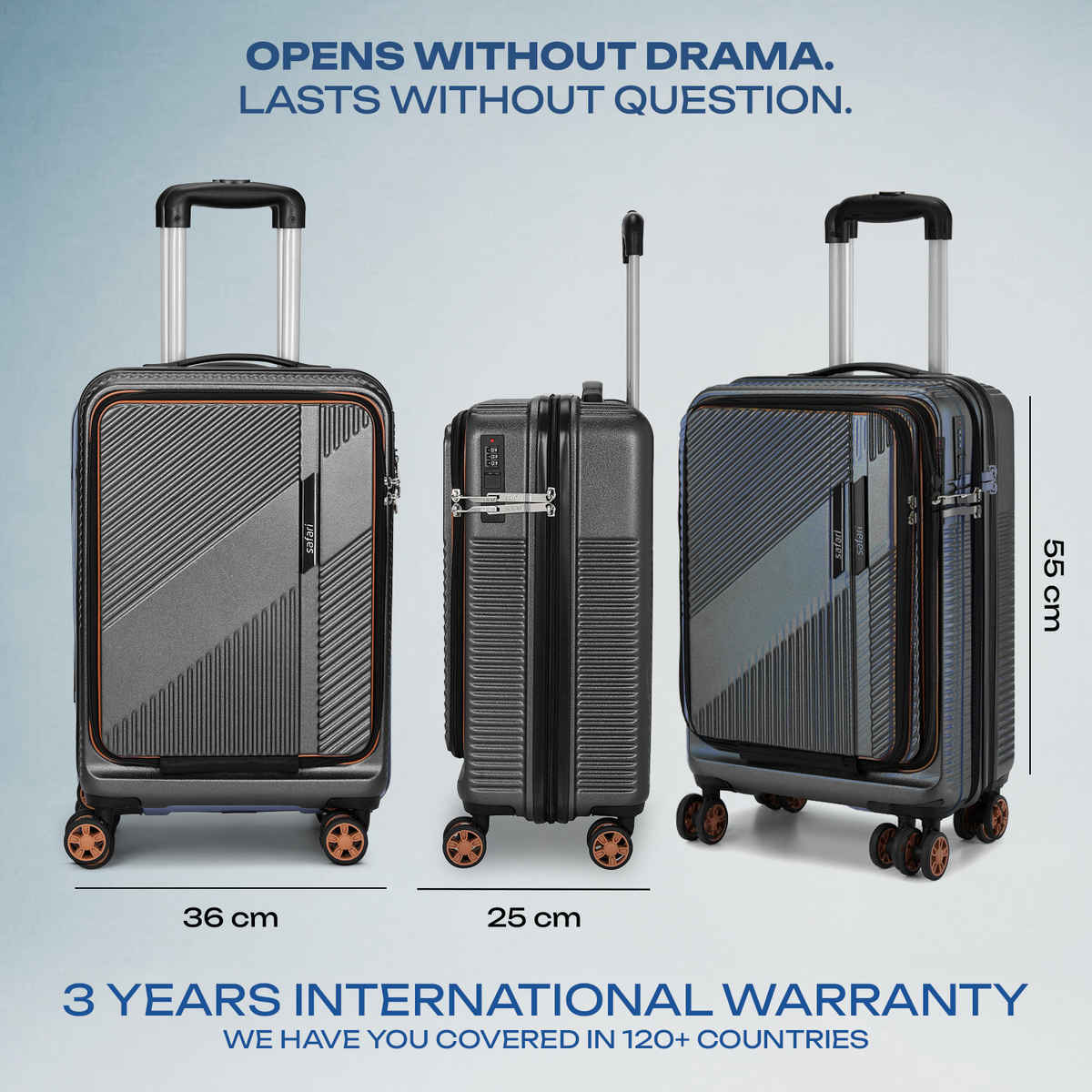 Safari Aeon Cabin Luggage with Laptop Compartment | Gun Metal