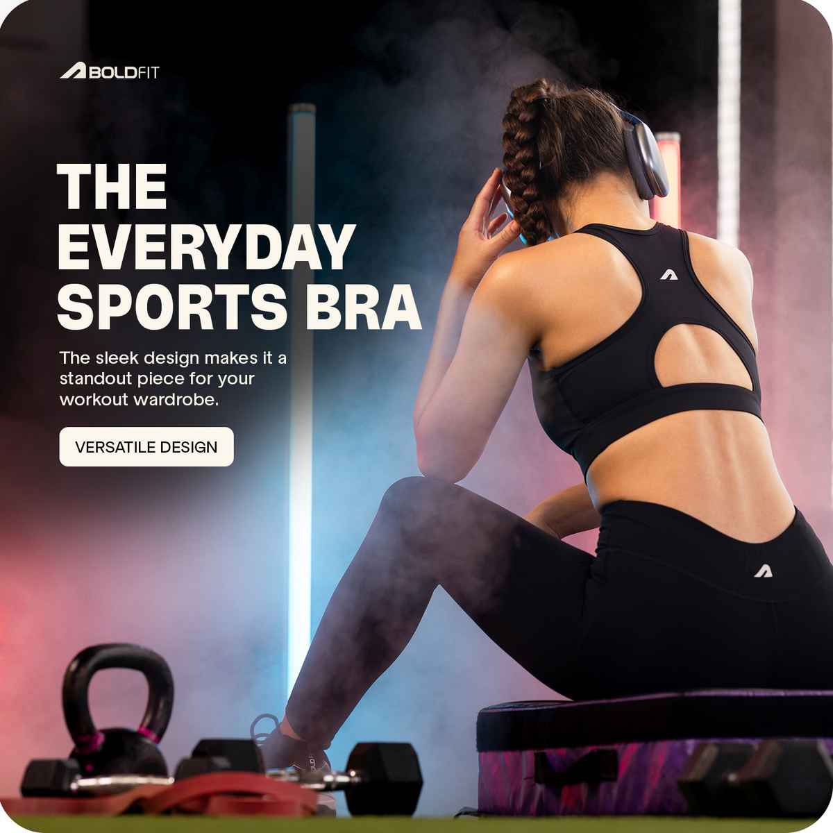 Boldfit Sports Bras for Women Nylon Spandex Gym Black - M