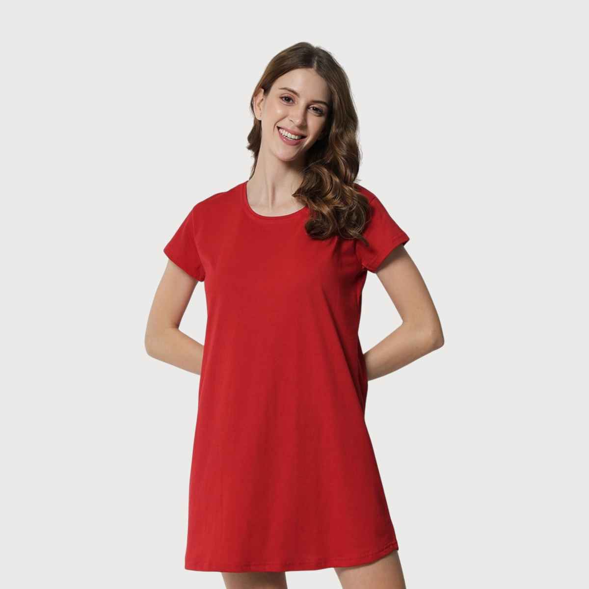 Fflirtygo Women's Cotton Sleep Tees Loungewear Gsn Red | M