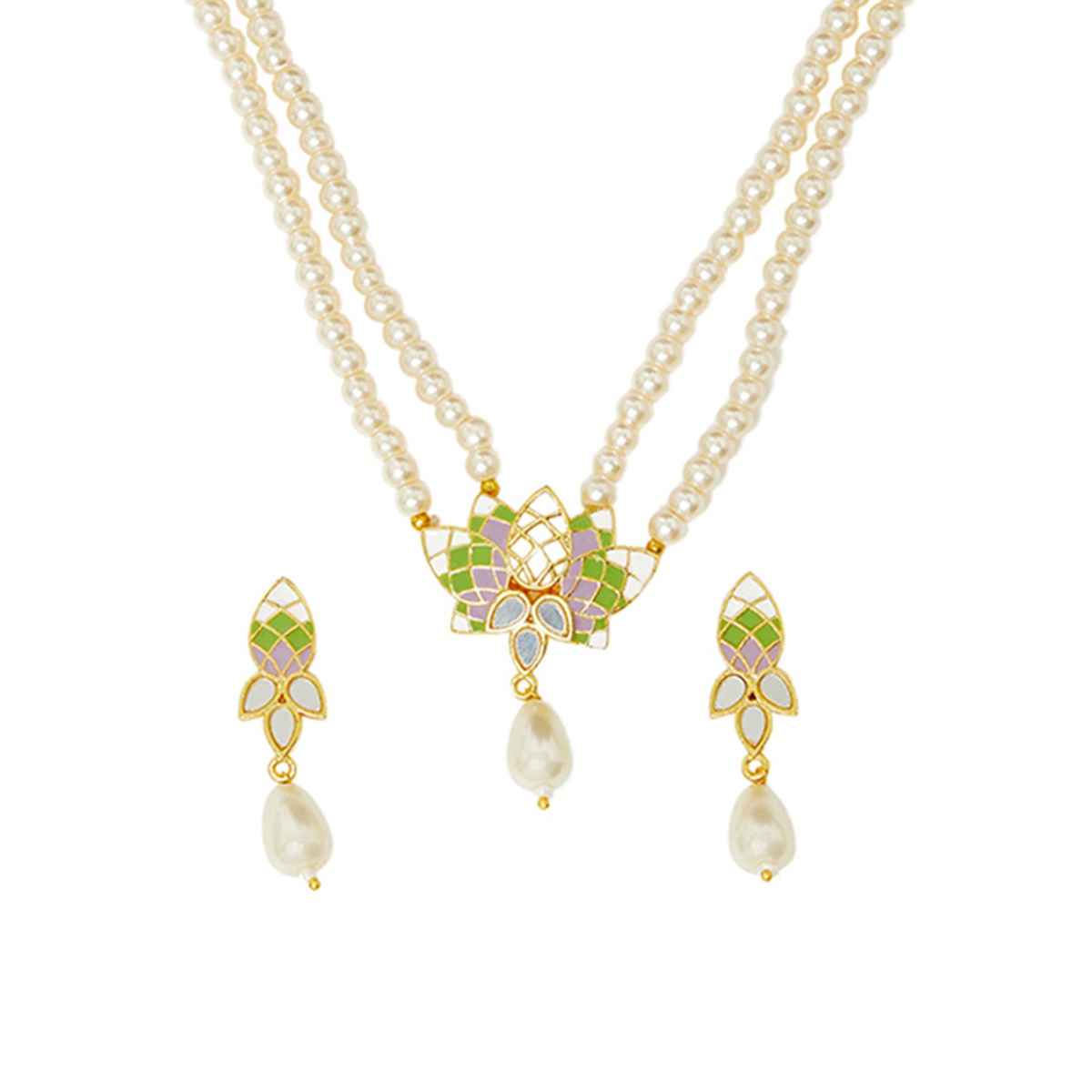 Voylla Festive Hues Pearl Multi Colour Jewellery Set