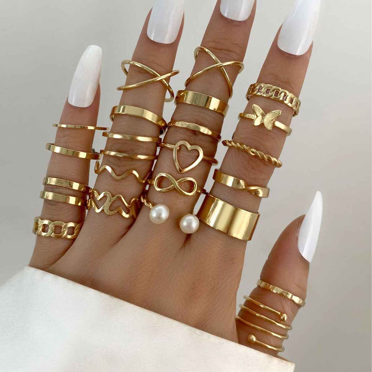 Shining Diva Fashion Stylish Rings for Women and Girls - Set of 22 | Golden | Sd14737r