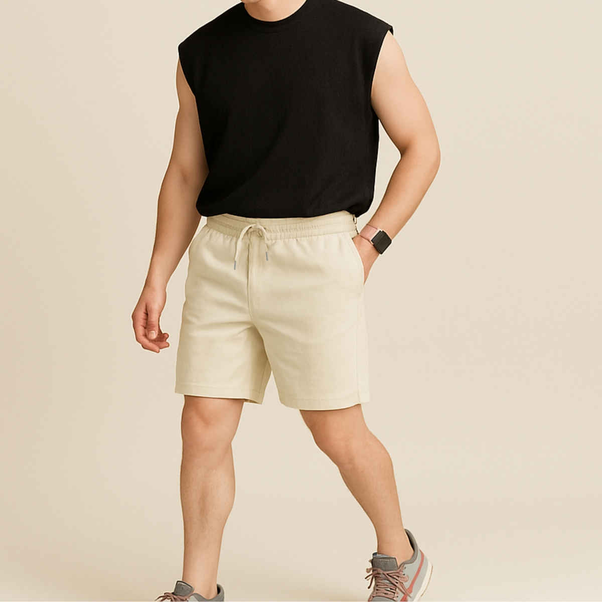 EQL Men's Pure Cotton Shorts | Beige - XXL