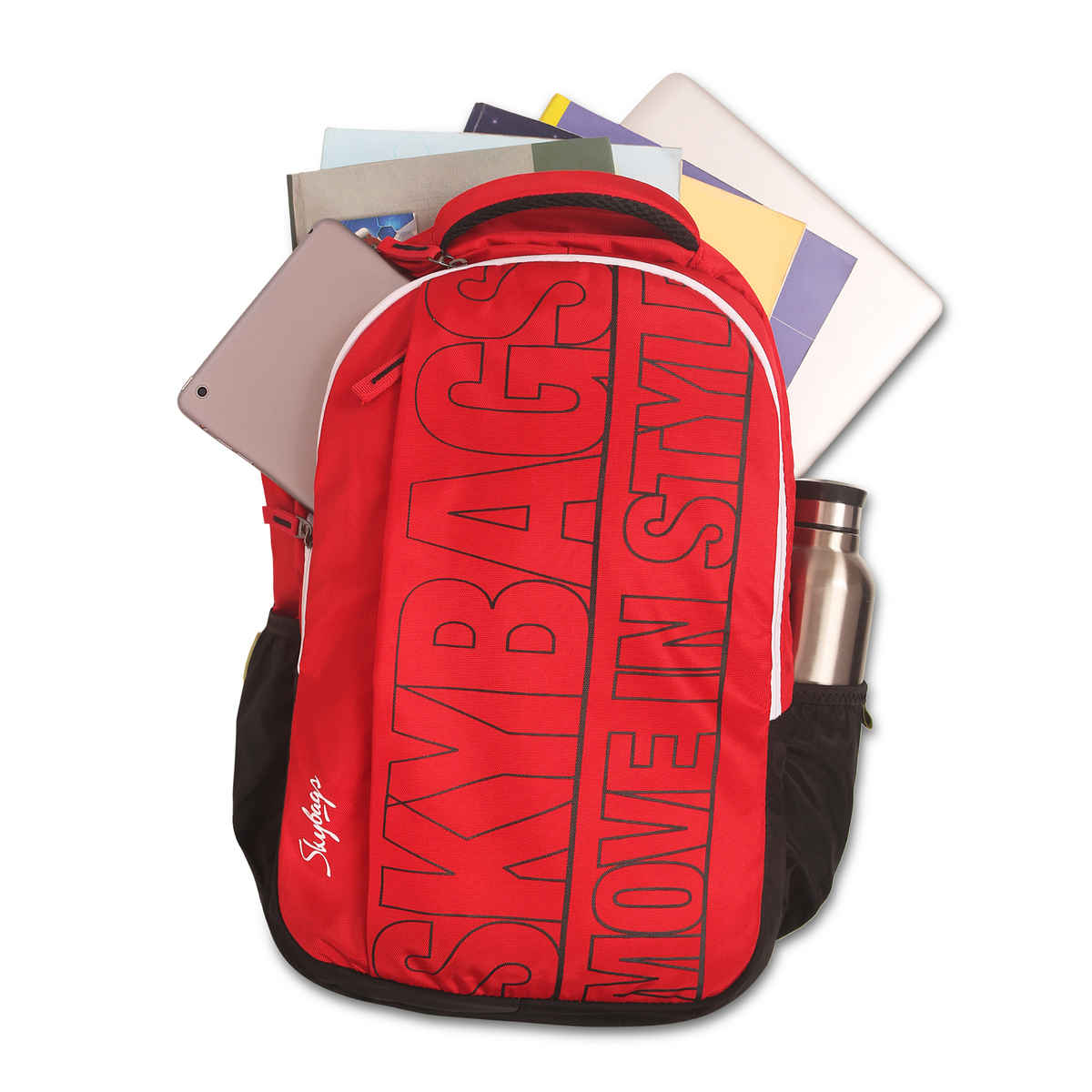 Skybags Unisex Logo Polyester 22 L Padded Grab Handle Laptop Backpack | Red - M