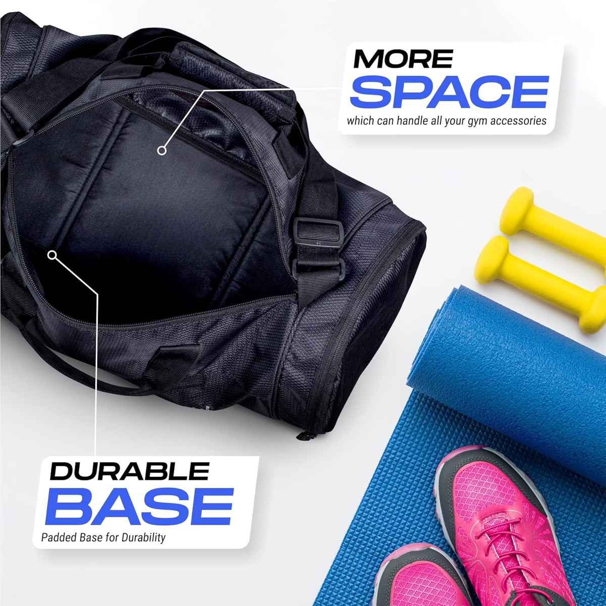 Vector X Unisex Solid Polyester 26 L Gym Duffel Bag | Black