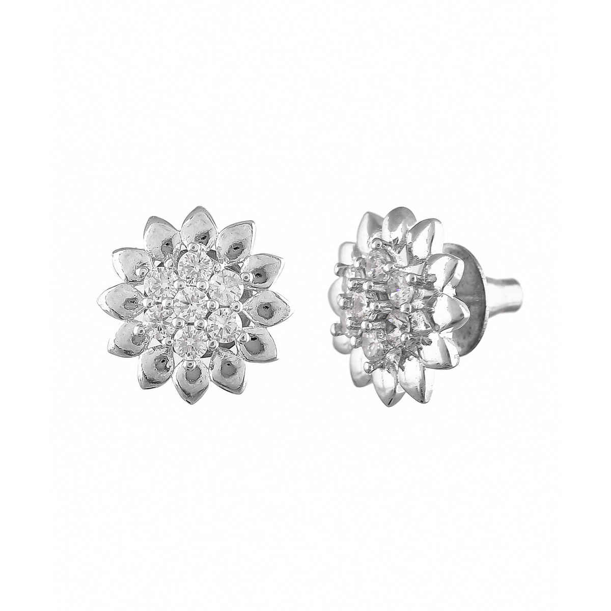 Voylla Sterling Silver Blooming Flower Stud