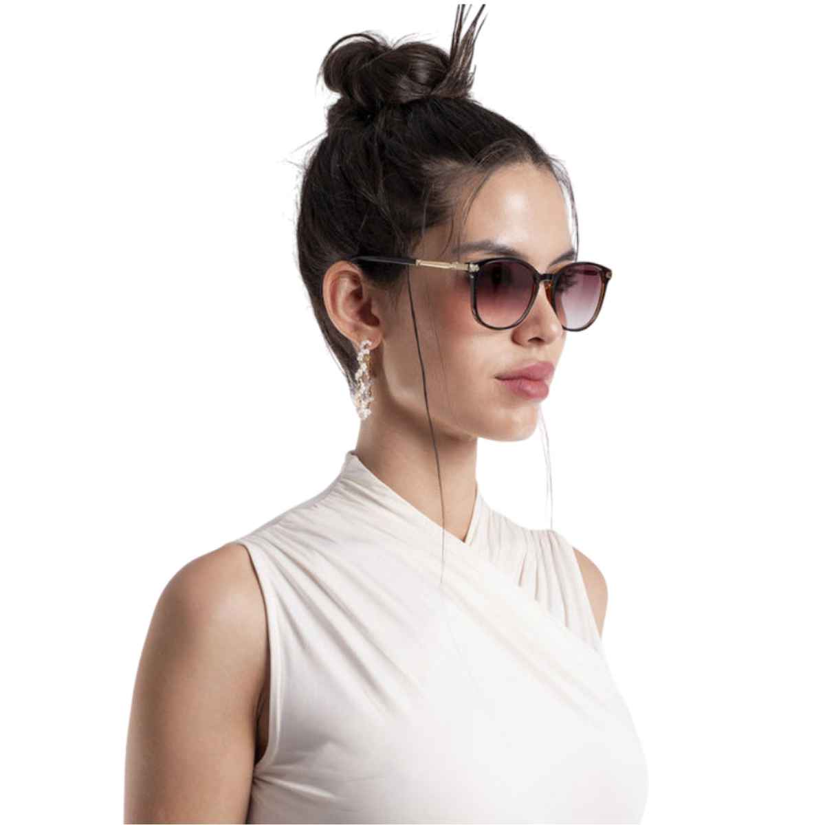 Voyage Unisex Solid Plastic Wayfarer Sunglasses | Brown - L