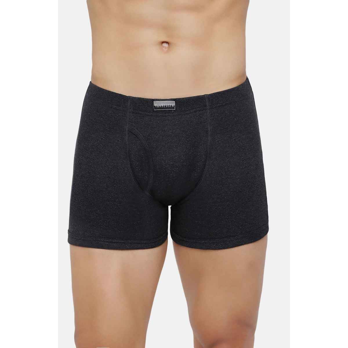 Van Heusen Men Pure Black, Dark Grey,Peat Pack Of 3 Combed Anti Bacterial Boxer Briefs |L