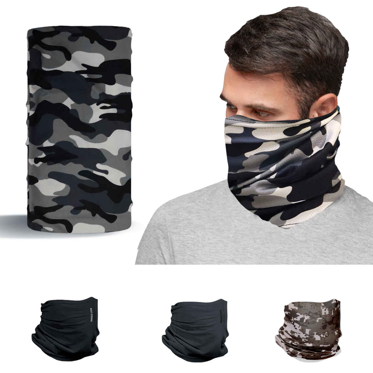 Xtrim Bamboo Bandana Face Mask for UV Protection, Comfort Fit, Breathable, Odour-Free | Camo Blue