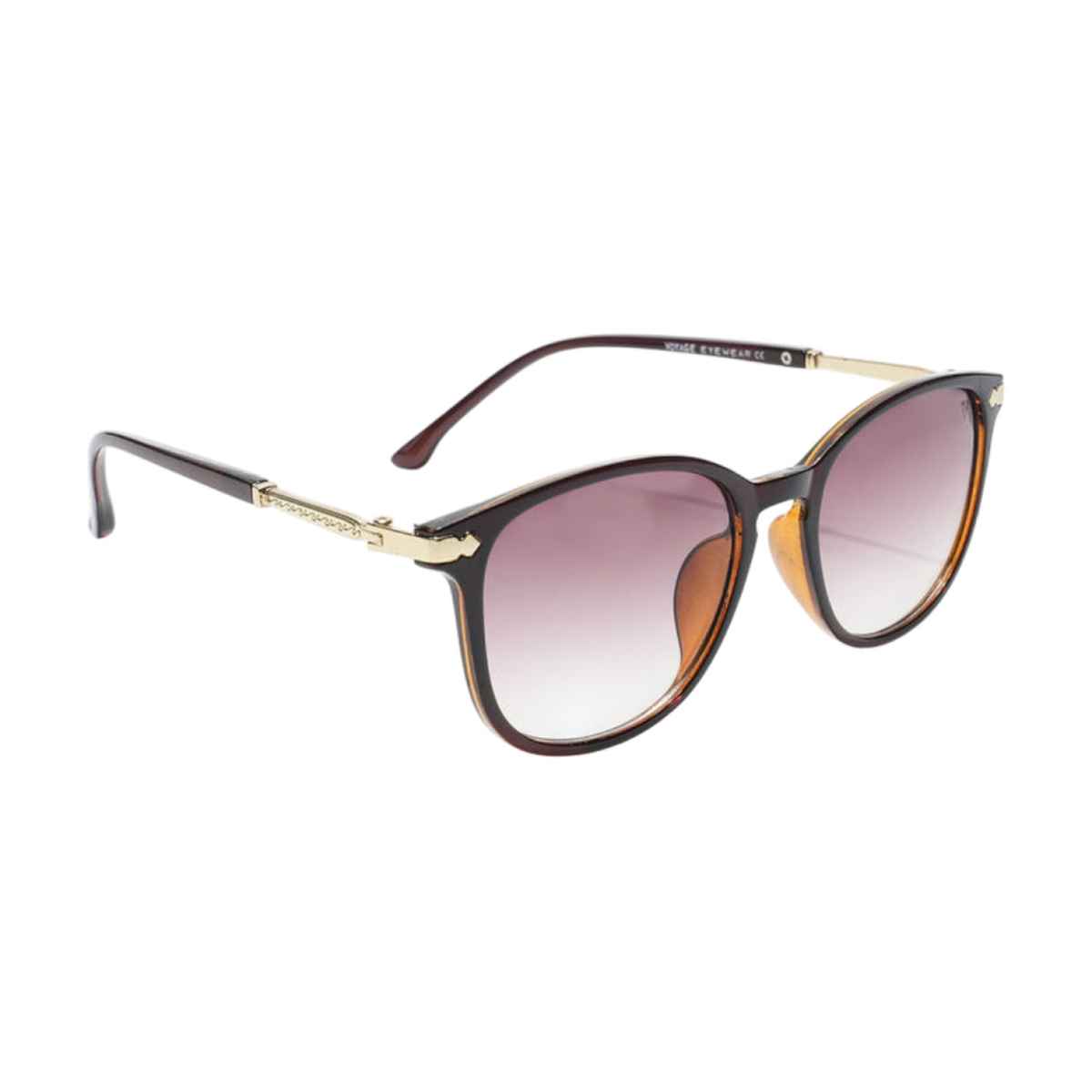 Voyage Unisex Solid Plastic Wayfarer Sunglasses | Brown - L