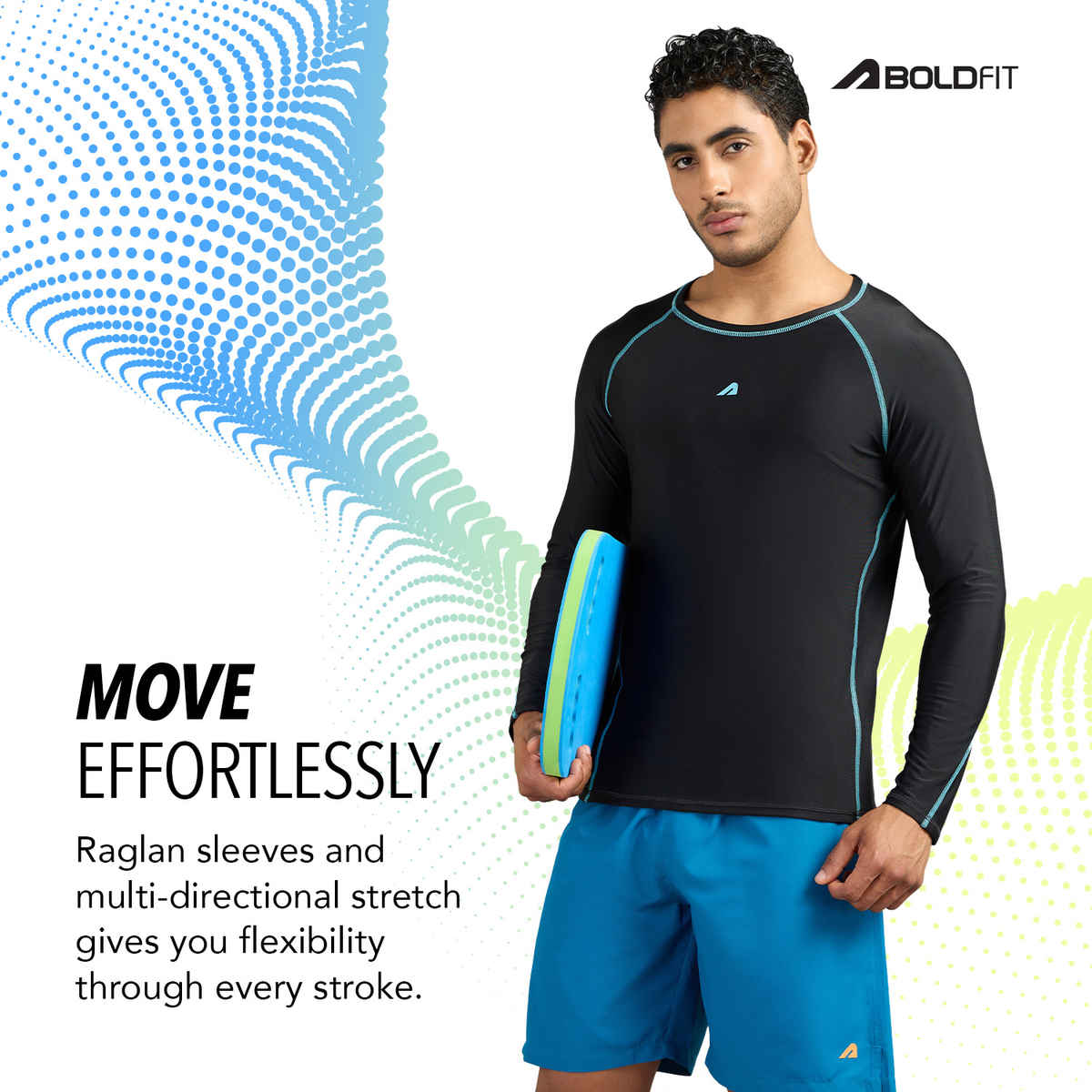 Boldfit Men's Full Sleeve Swim TShirt Stretchable | Black - L