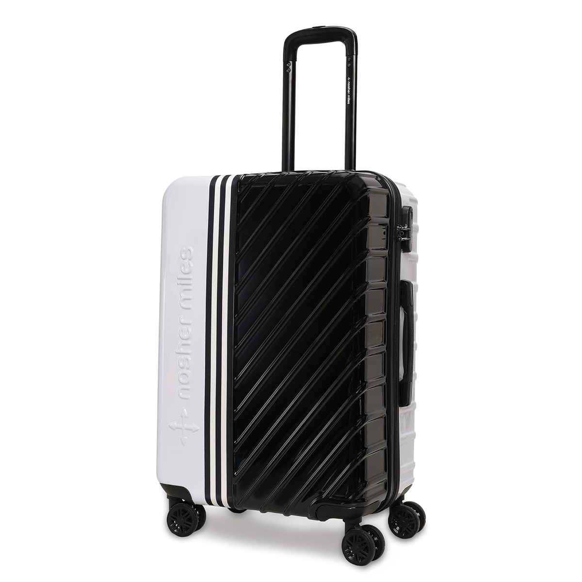 Nasher Miles Vegas Check-In Hard-Sided Polycarbonate Luggage 24Inch 65 cm Trolley Bag Black&White