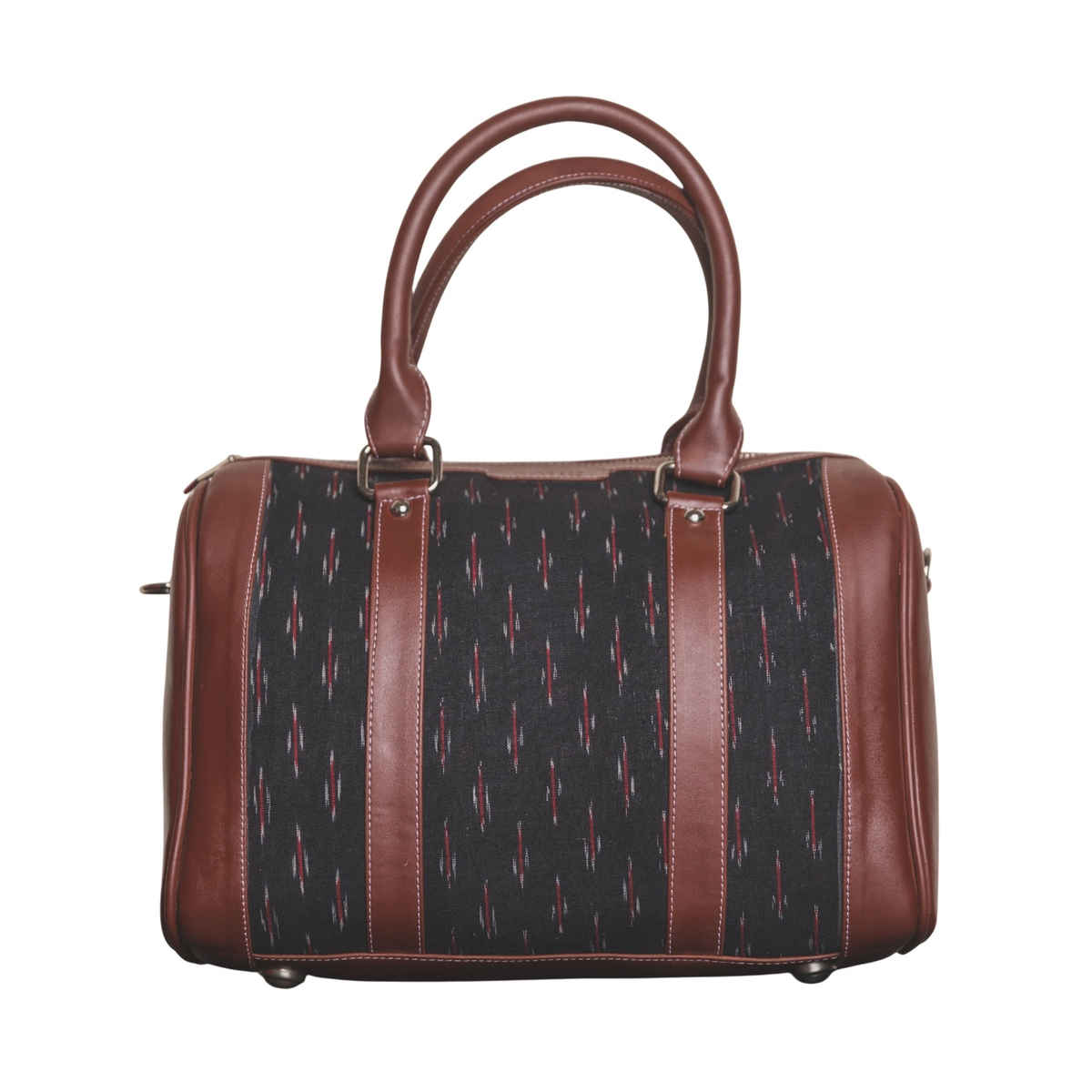 Zouk Women's Ikat Fabric and Vegan Leather 8.1 L Handbag | Multicolour - One Size