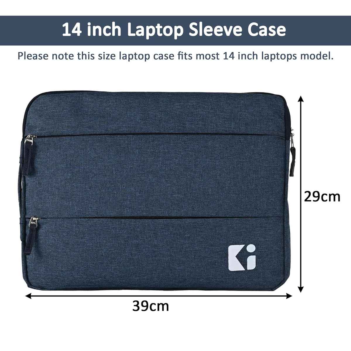 Kuber Industries Unisex Solid Nylon 15.6 L Laptop Sleeve | Dark Blue - 14 Inches