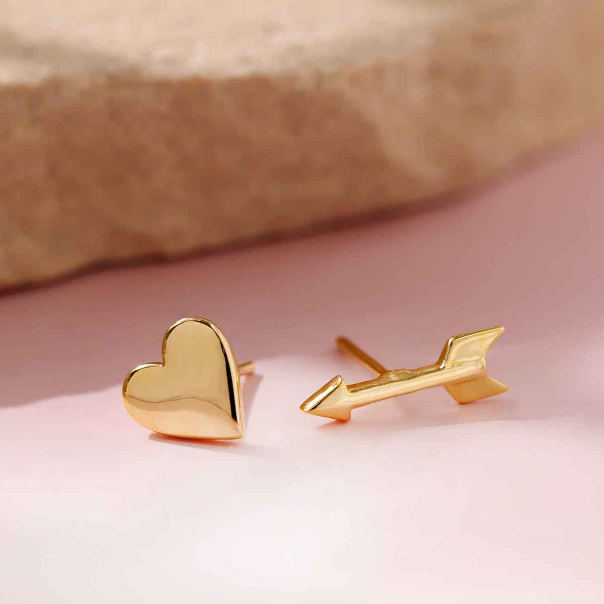 Voylla Valentines Day Heart and Arrow Cupid Mismatched Earrings