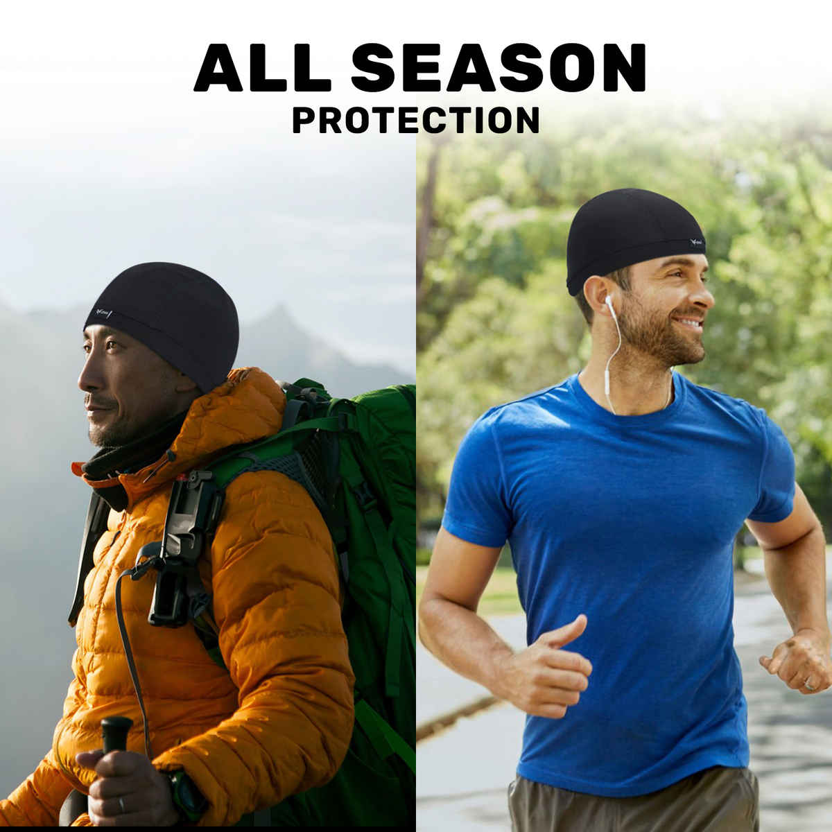 Xtrim Skull Cap for Bikers/Cyclists, Inner Helmet Liner, Sweat Cooling | Black | One Size Fits All