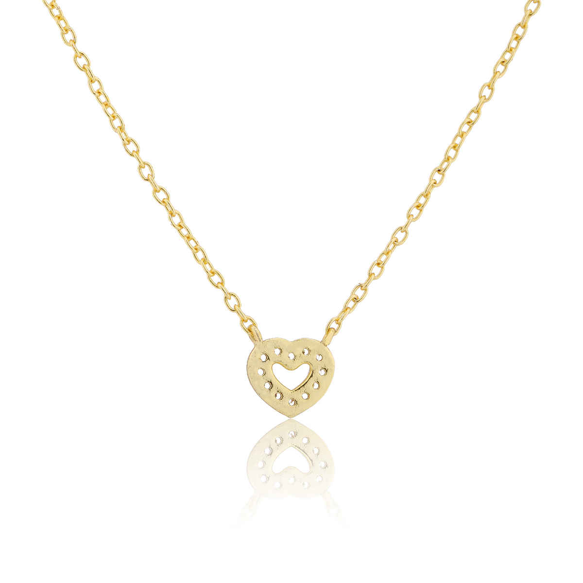 Voylla Valentines Day Golden Mini Heart Crystal Necklace