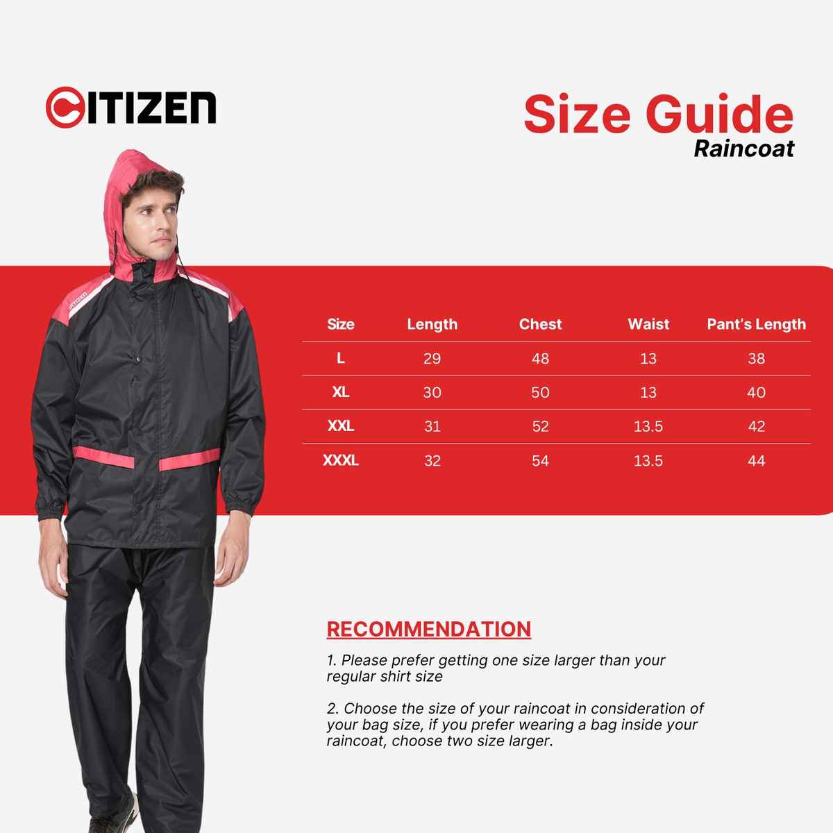 Citizen Reversible Series Raincoat With Pant Black - CR017-XL