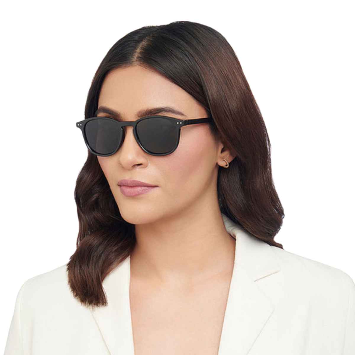 Vincent Chase By Lenskart Unisex Solid Polycarbonate Round Sunglasses | Black - L