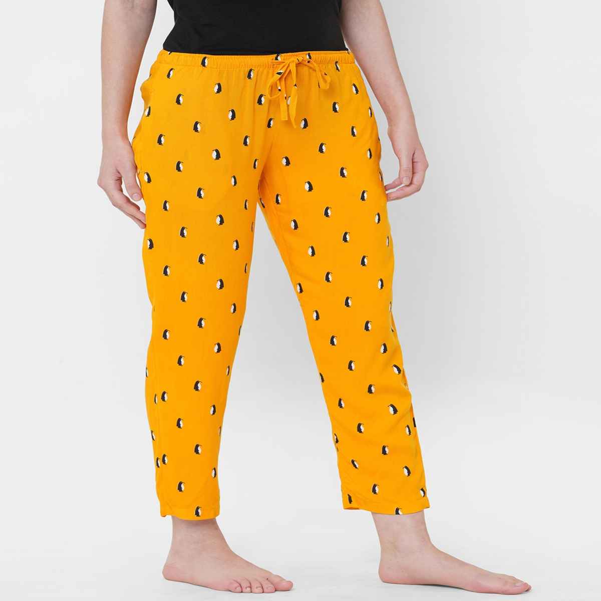 Urban Scottish Women s USWPJ521 Penguin Printed Lounge Pyjama Pants | Mustard - L
