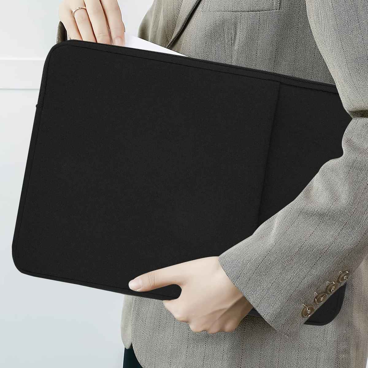 Dyazo Shockproof Neoprene Laptop Sleeve with Pocket | 15.6 Inch | Black