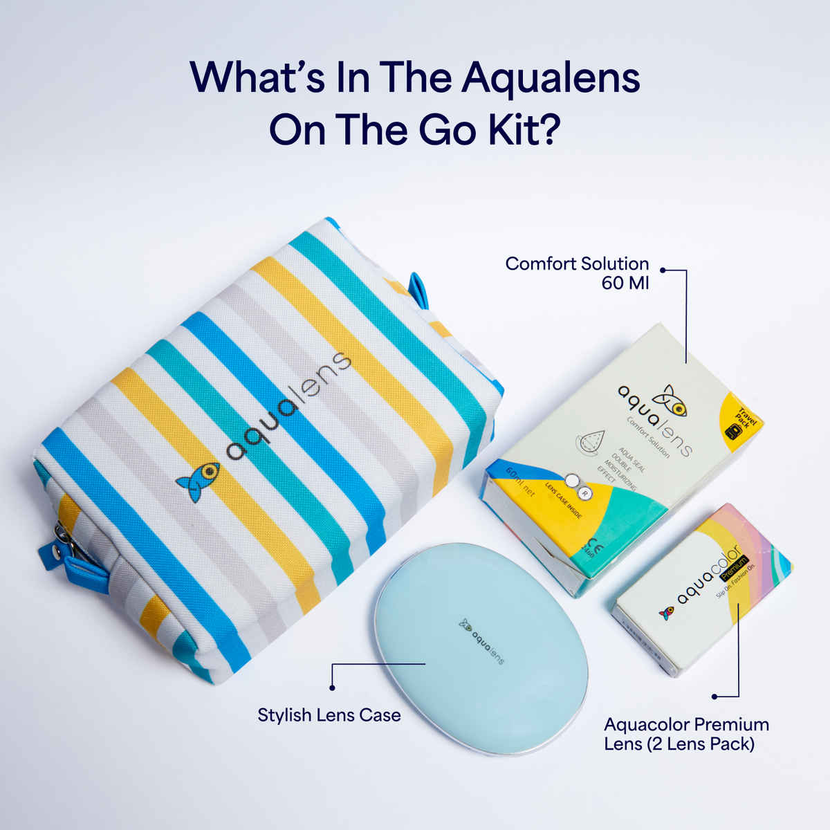 Aqualens On The Go Kit Premium Monthly Lenses in Mystery Hazel 60ml Solution with Stylish Lens Case
