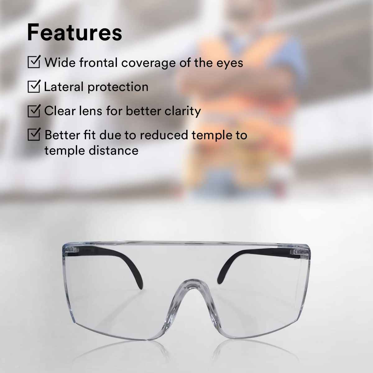 3M 1709 IN Safety Goggles | Hard Coat Eye Protector | Anti-Pollution Glasses | Black Frame