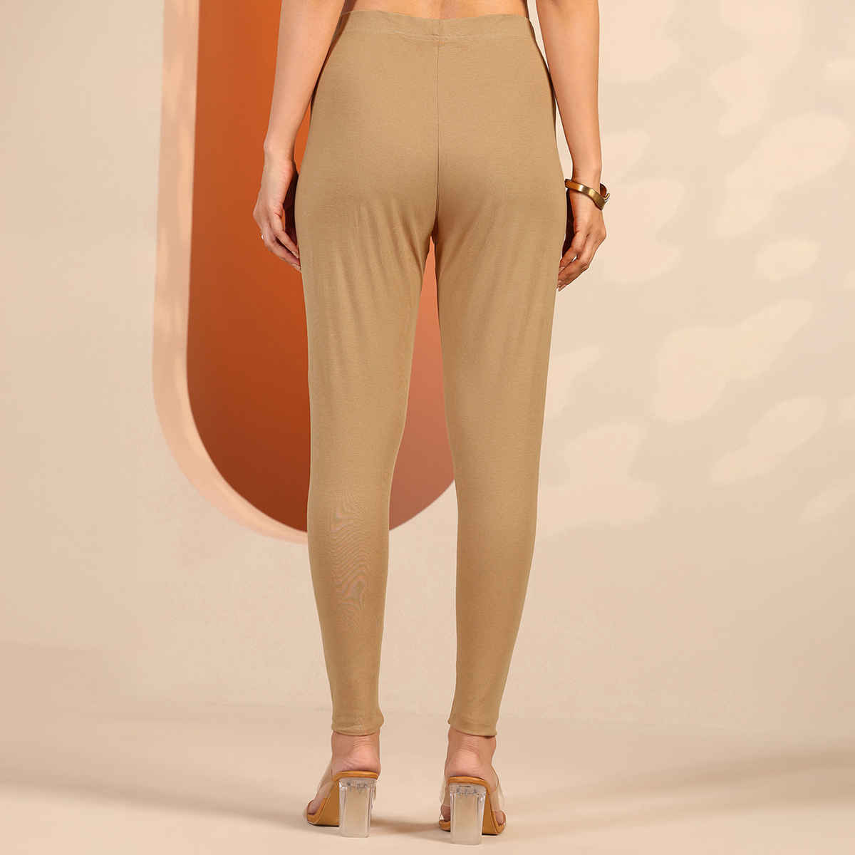 Libas Women's Solid Cotton Blend Legging | Beige - L