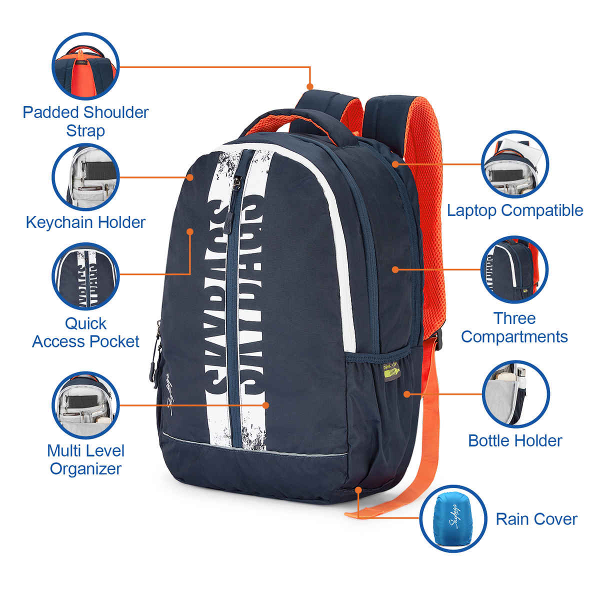Skybags Strider Pro 03 Laptop Backpack (H) Nbl