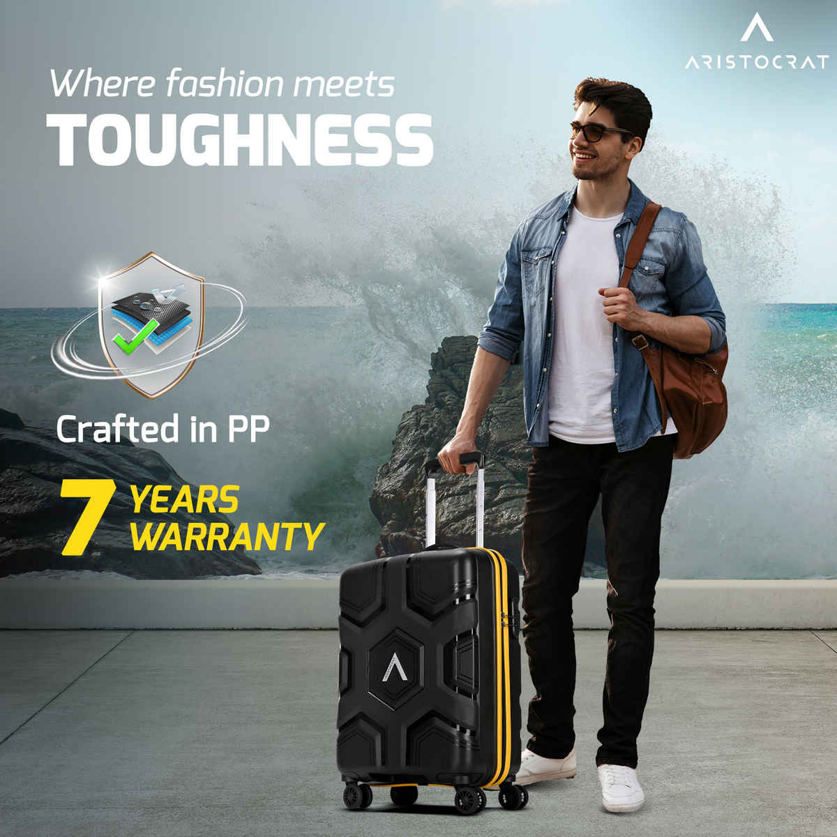 Aristocrat Rock Suitcase 55 | Jet Black