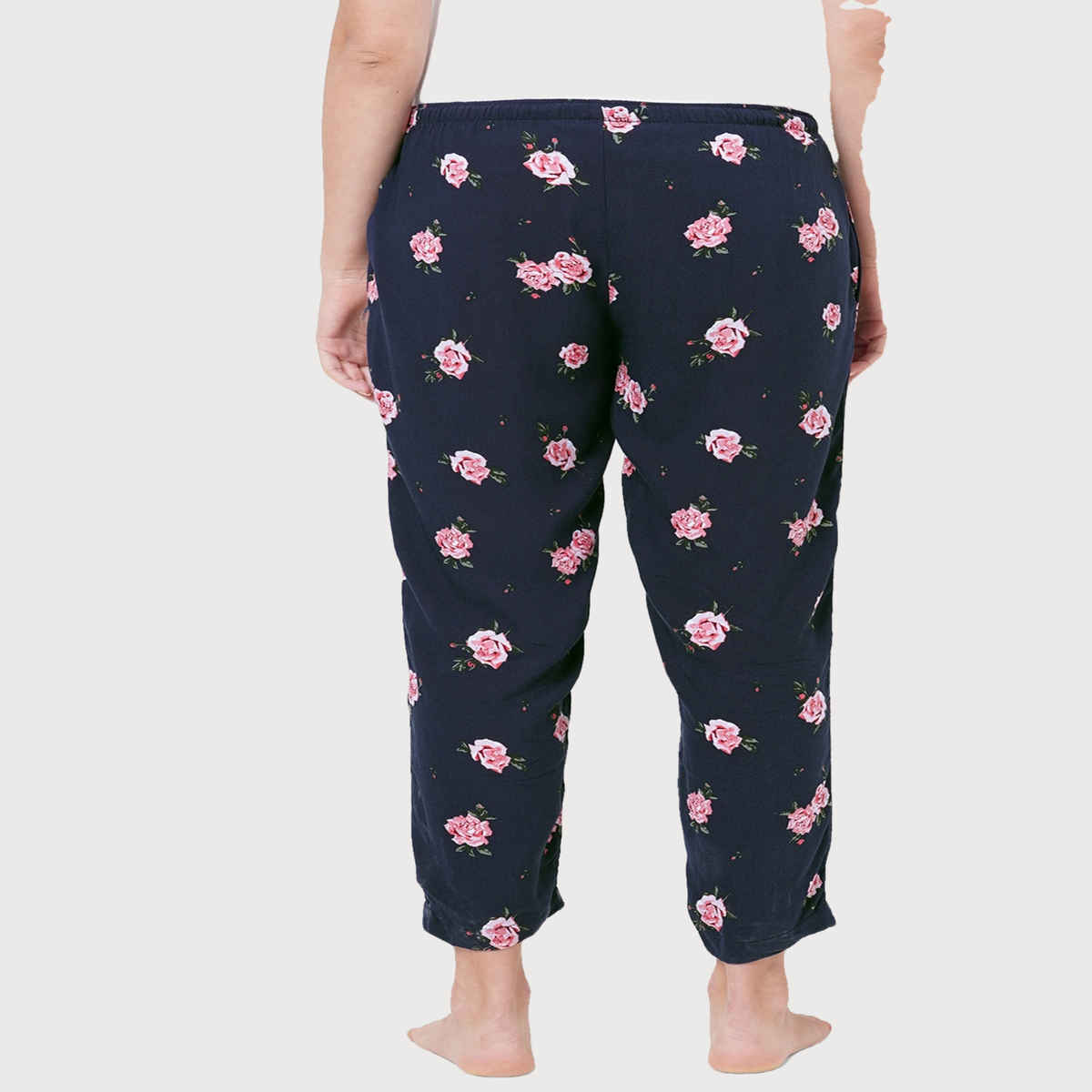 Urban Scottish Women s USWPJ528 Floral Print Viscose Regular Fit Lounge Pants | Navy - S