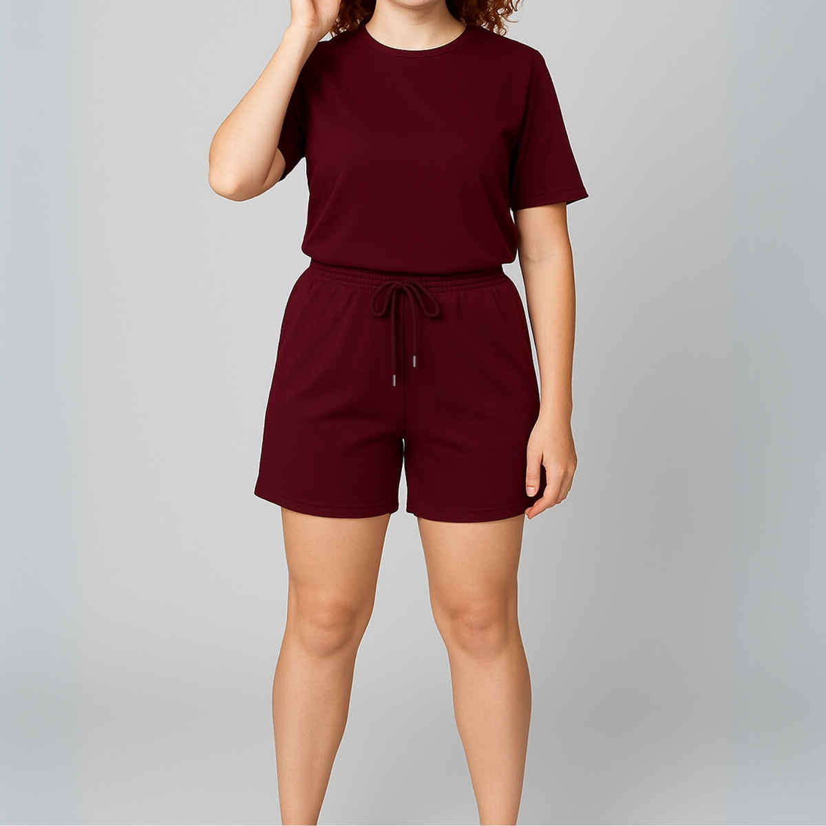 EQL Women's Pure Cotton Shorts | Maroon - L