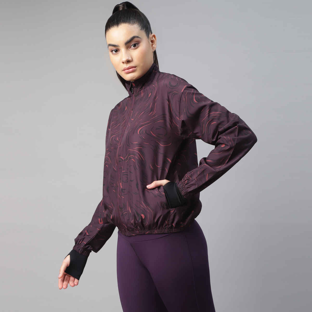 Dida Women's Sports Jacket | Regular Comfortable Stretchable Dry-Fit | Wine - S