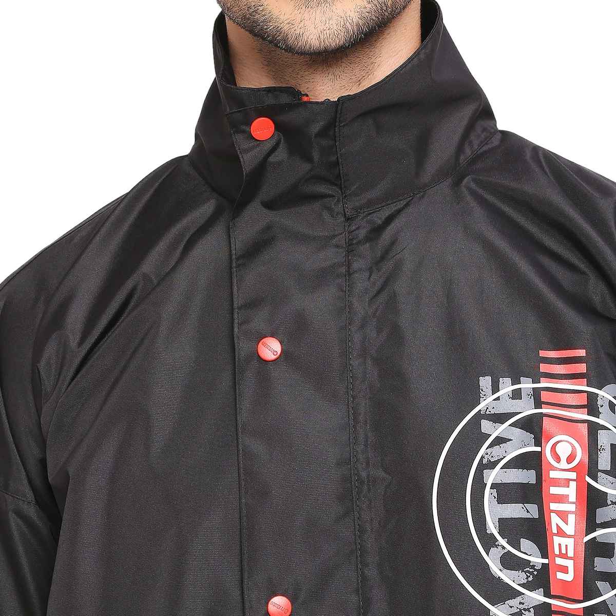 Citizen Tapping Series |Rubberized Raincoat With Pant - Black - CT007-XL