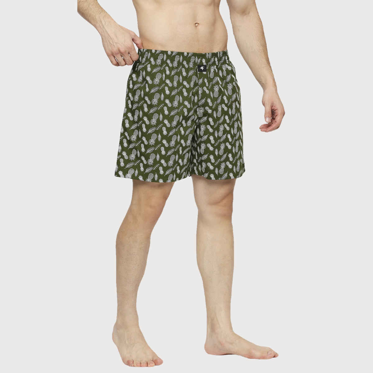 Frenchie Men s Printed Cotton Boxer Shorts | Fruit Olive Green | XL