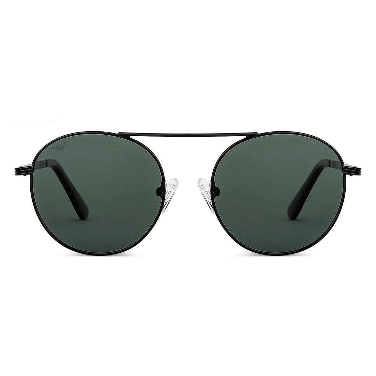 Vincent Chase By Lenskart | Polarized Sunglasses Full Rim |Unisex |Round | Small-132mm |Black Green