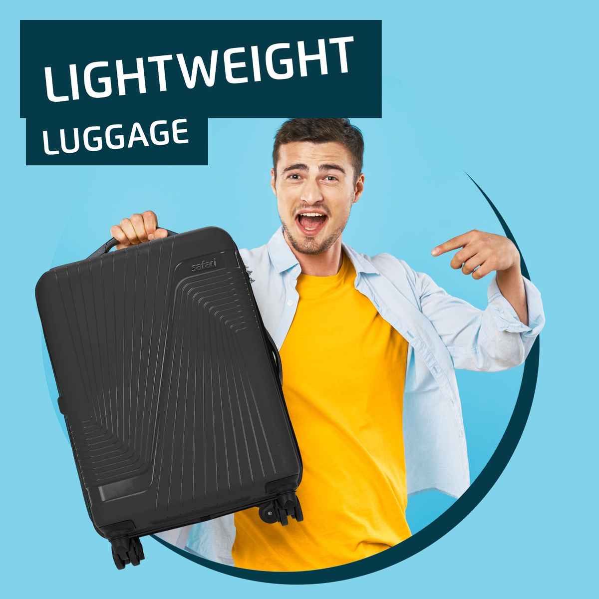 Safari Textured Polycarbonate Telescopic Cabin Luggage | Black - 56 cm