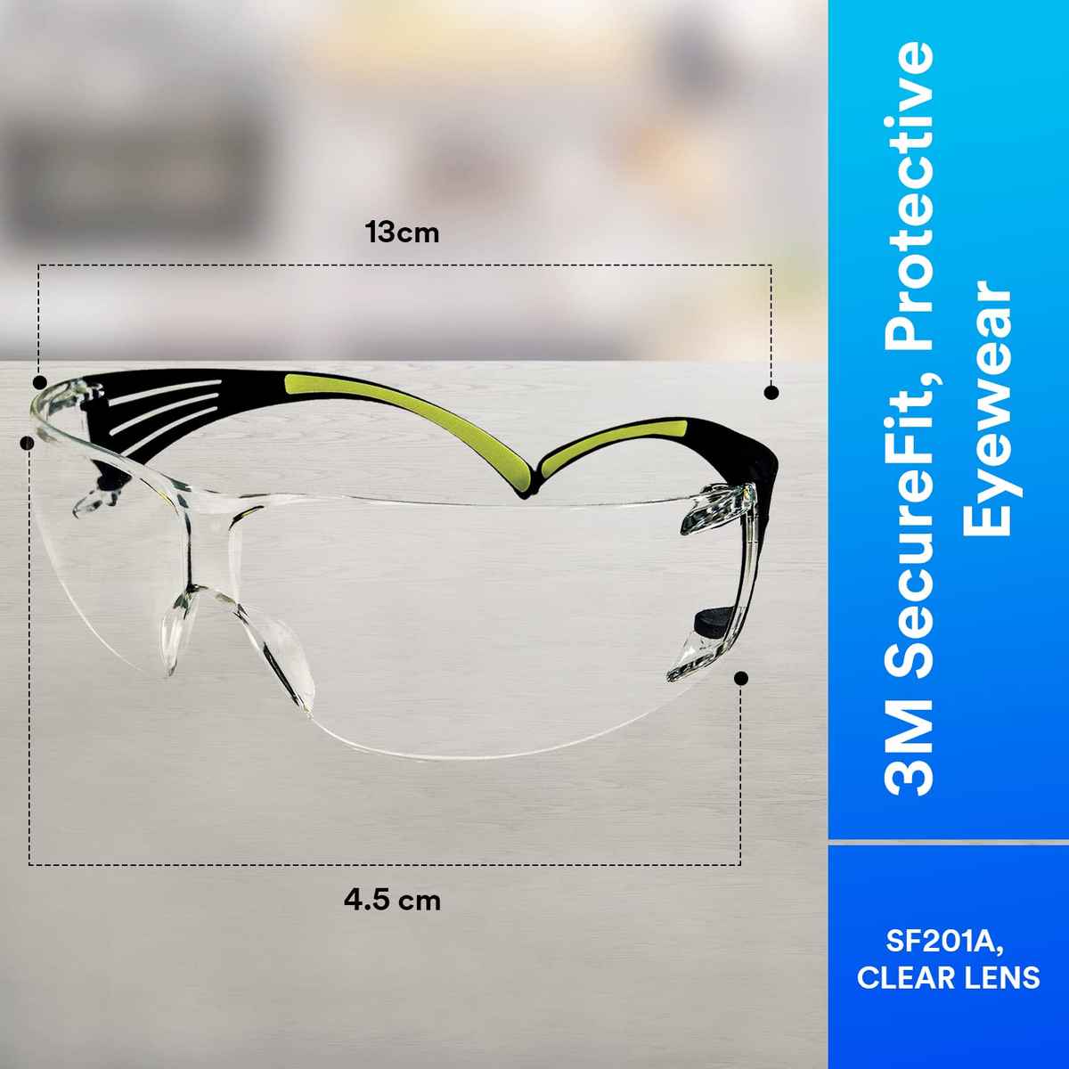 3M SecureFit SF401AF Anti-Fog & Scratch Lens Protective Eyewear | Black & Green Frame