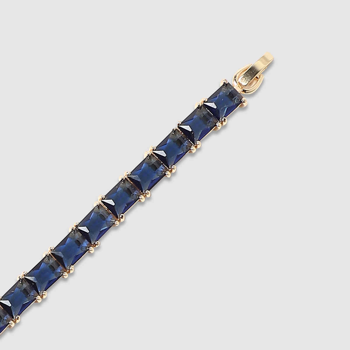 French Accent Gold-Plated Geometric Stone Tennis Link Bracelet